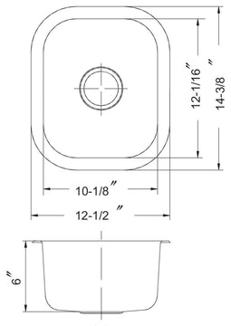 Houzer CS-1307-1 Club Series Undermount Small Bar/ Prep Sink