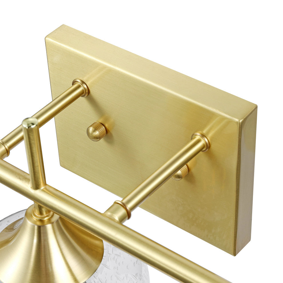 3-Light Vanity Light Sconce With Seeded Glass Shades, Gold