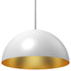 Domos 32" Large Pendant - White w/Brushed Gold Interior - E26 Socket
