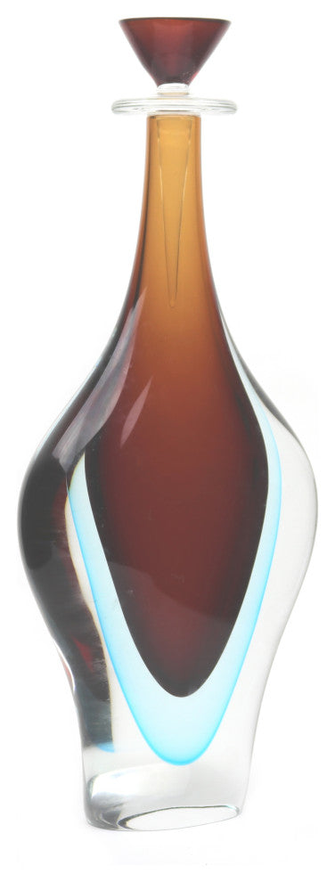 Murano Glass Imperial Bottle Red Aqua
