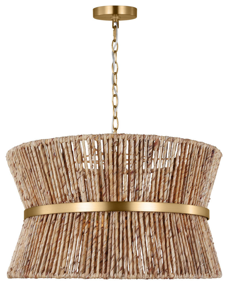 Thurlo 3-Light Indoor Hanging Shade Chandelier Light, Satin Brass Gold