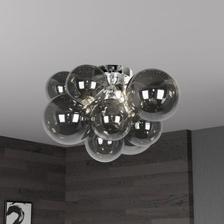 3-Light Flush Mount, Polished Chrome With Smoked Glass