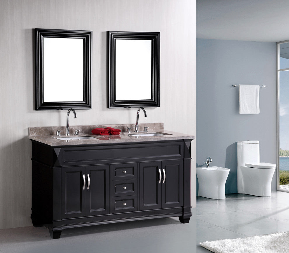 Hudson 61" Double Sink Vanity Set, Espresso