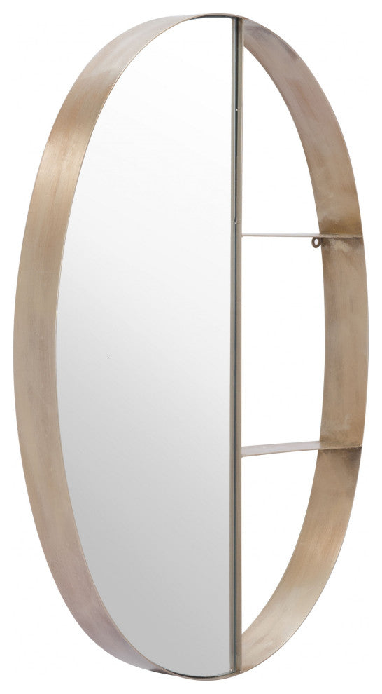 Half Mirror Half Shelf Bronze Unit