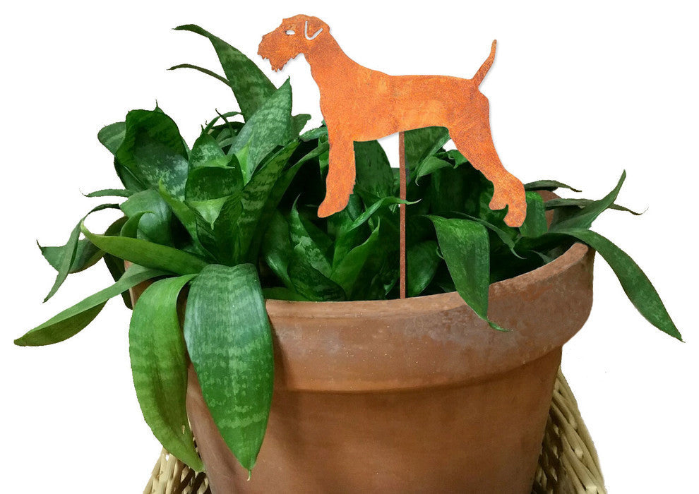 Airedale Terrier Garden Art, Black, Plant Stake
