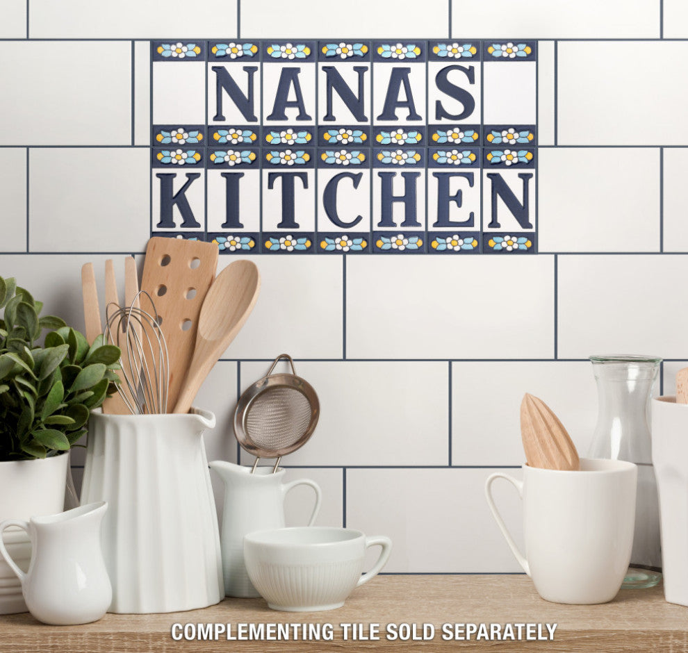 Sevillano Flora Letters 2-1/8 in. x 4-3/8 in. Ceramic Wall Tile, K