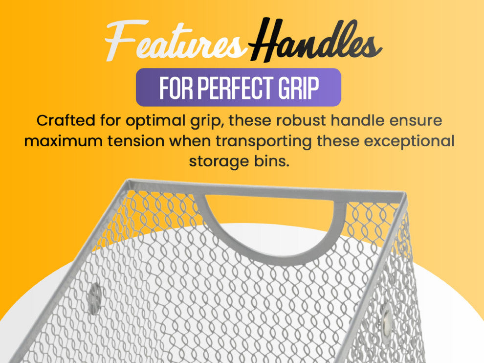 Silver Mesh Open Bin Storage Basket DVD CD Book Holder