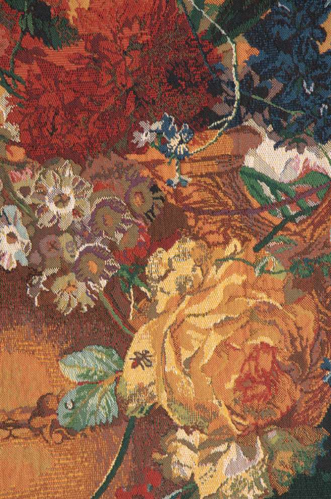Terracotta Floral Bouquet Bright Belgian Wall Tapestry