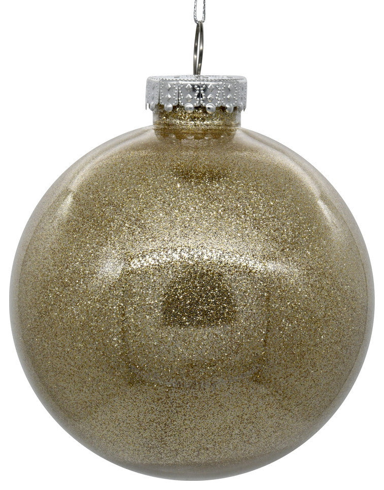 Clear Ornament With Glitter Interior , Oat, 3"