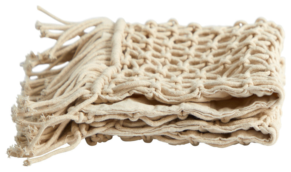 18" Boho Fringed Woven Macrame Decorative Pillow Cover