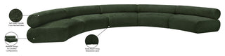 Bale Cream Chenille Fabric Modular Sofa, Green, 5-Piece, Arc Shaped
