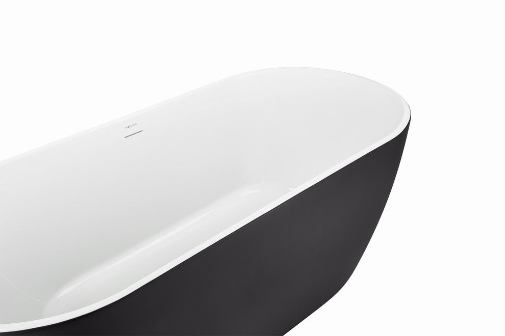 59" Chrome glossy Acrylic Oval Freestanding Non-Whirlpool Soaking Bathtub