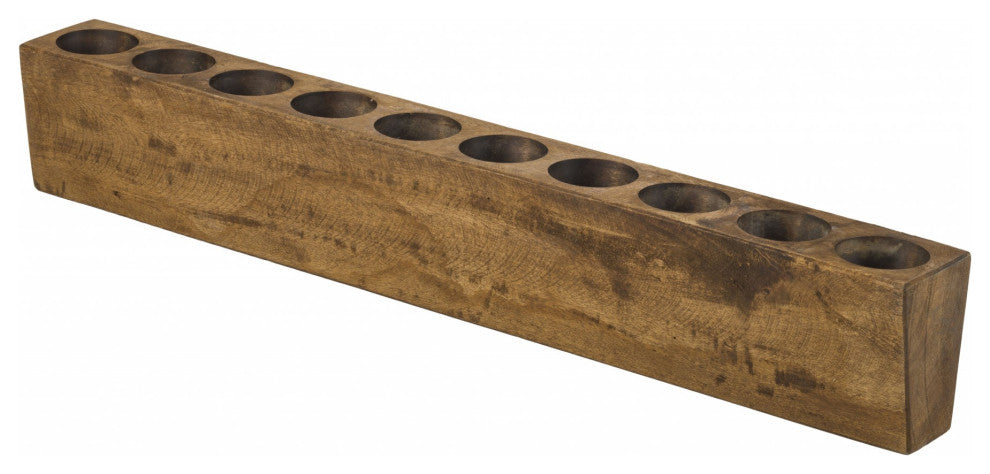 Distressed Maple Stain 10 Hole Sugar Mold Candle Holder