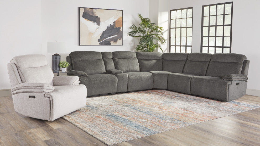 Parker Living Alpine 6 Piece Power Reclining Sectional, Airy Midnight