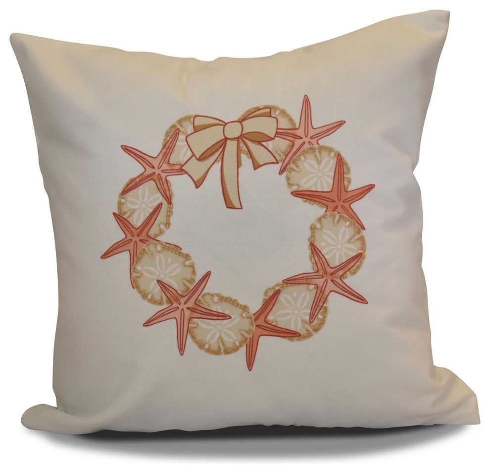 Decorative Holiday Pillow Geometric Print, Coral, 16"x16"