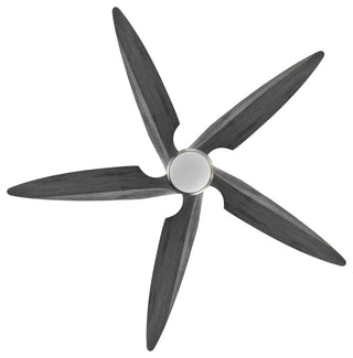 54" Solid Wood 5-Blade LED Ceiling Fan with Remote Control and Light Kit, Satin Nickel/Gray