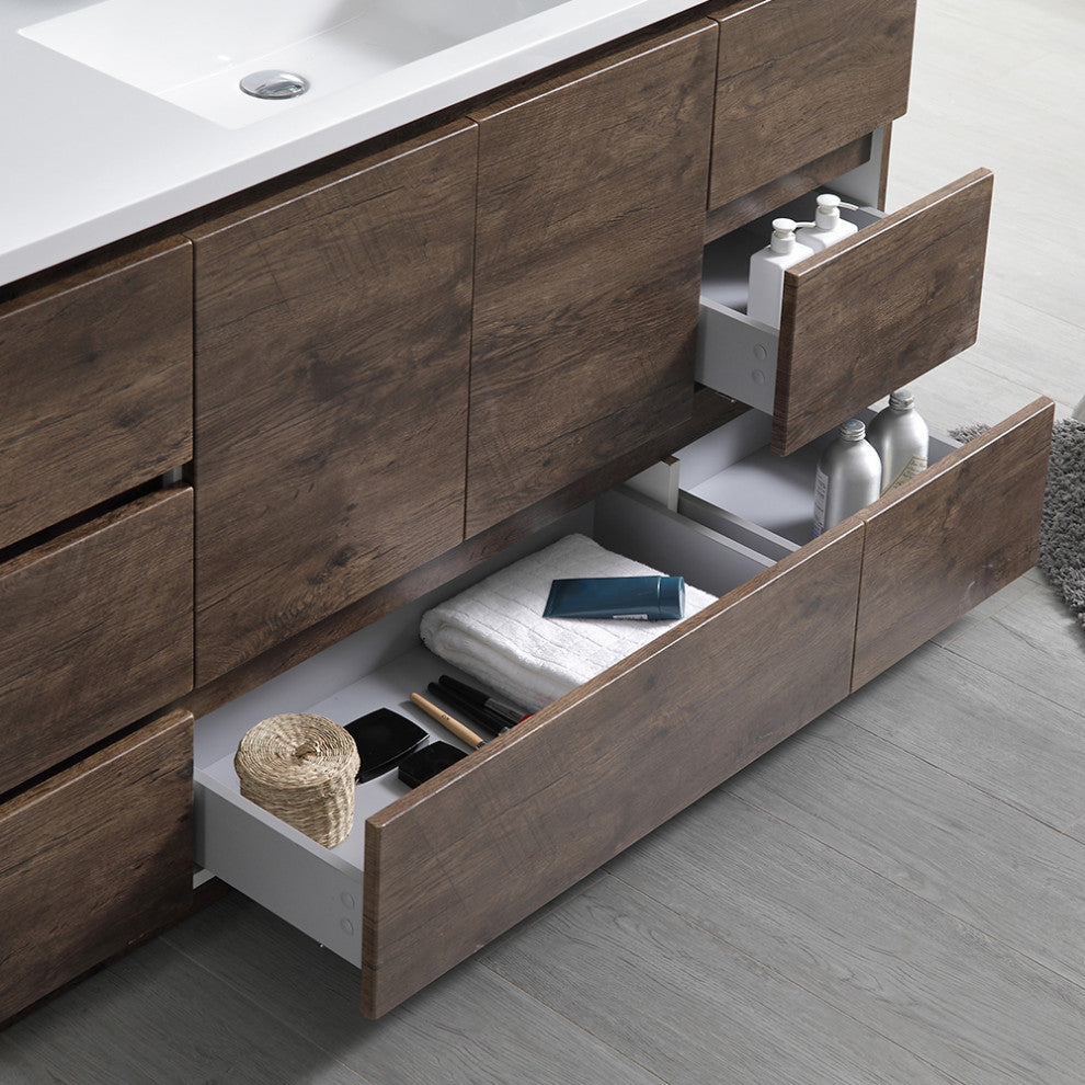 Fresca Lazzaro 60" Rosewood Cabinet With Integrated Single Sink