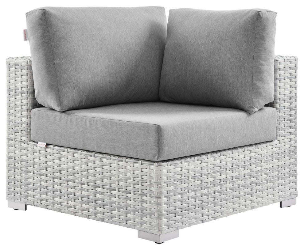 Lounge Sectional Sofa Chair Set, Rattan, Wicker, Gray, Modern, Outdoor