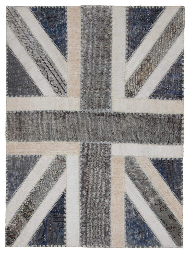 Rug N Carpet - Hand-knotted Turkish 4' 8'' x 6' 5'' Flag Patchwork Rug