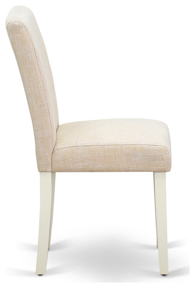 Dining Set 3 Pc, Two Kitchen Chairs, Table, Linen White Wood, Light Beige Color