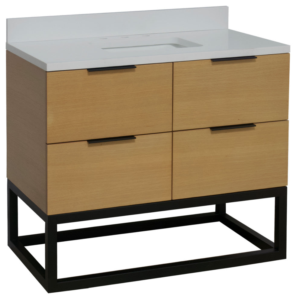 Mia 42" Bathroom Vanity, Blonde, Matte White