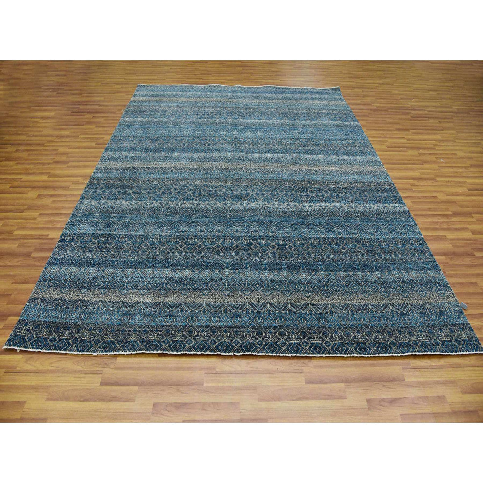 Yale Blue, Hand Knotted, Kohinoor Herat Design 100% Wool Rug, 8'x10'