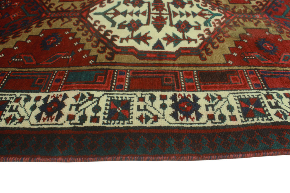 Fine Vintage Distressed Mohamet Red/Ivory Runner, 3'4x10'5