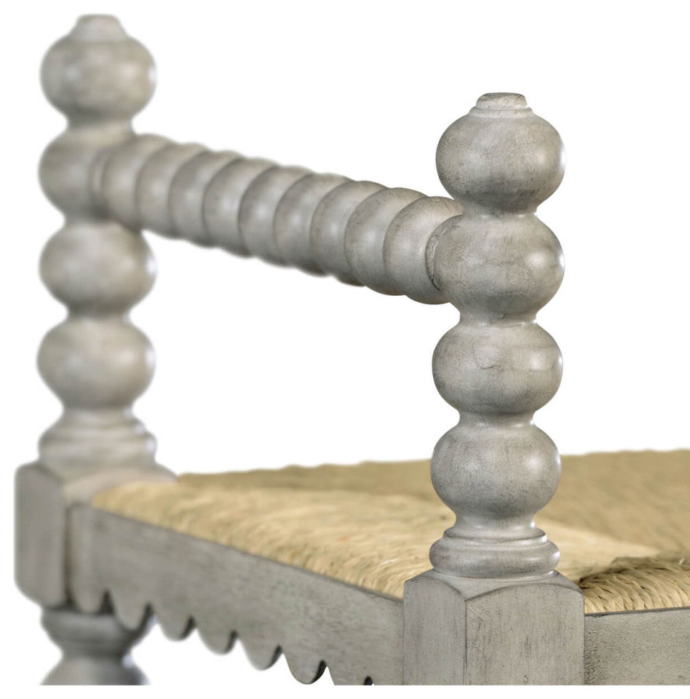 Jacobean Style Grey Painted Bench