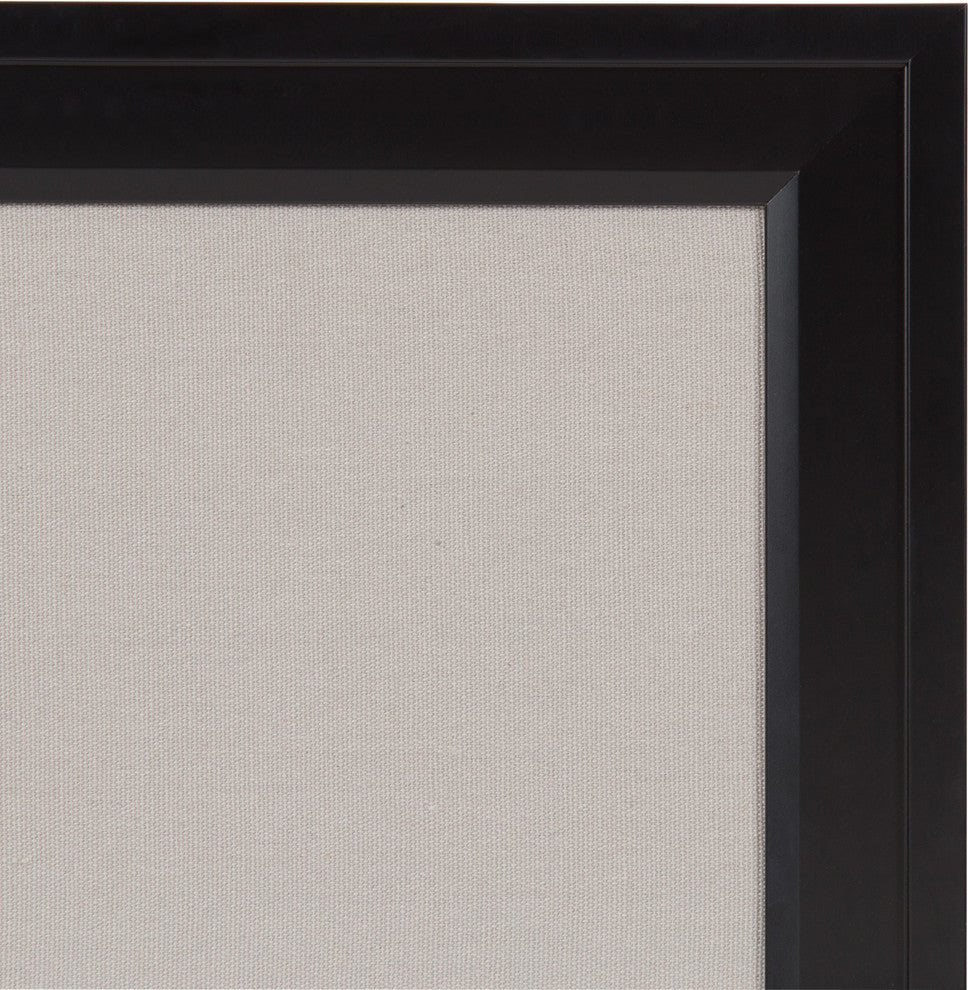 Bosc Framed Gray Linen Fabric Pinboard, Black 23.5X29.5