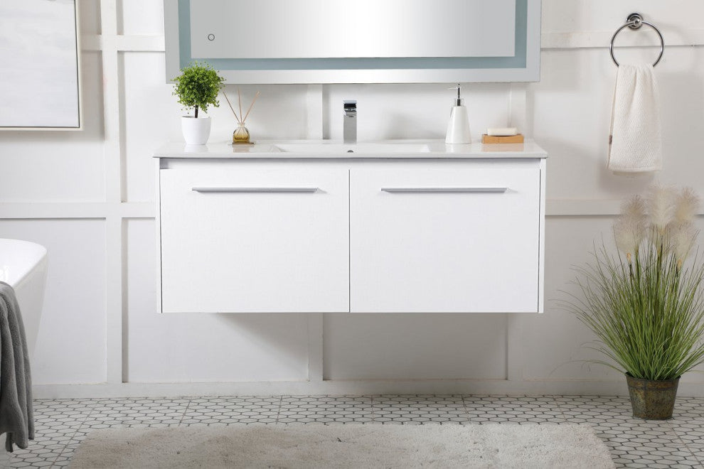 Elegant VF45048WH 48"Single Bathroom Floating Vanity, White