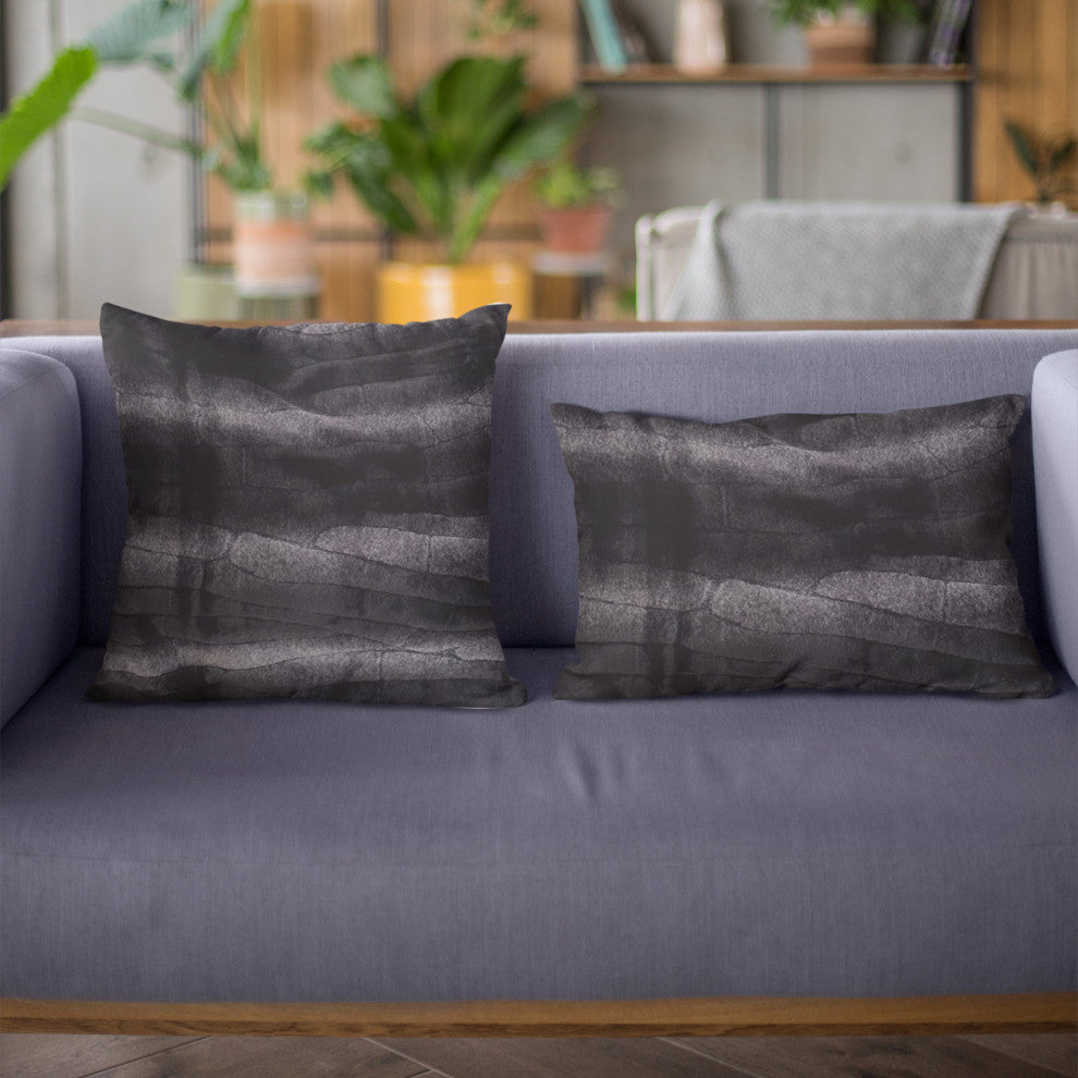Plutus Black Graphite Furever Faux Fur Throw Pillow, 26" x 26"