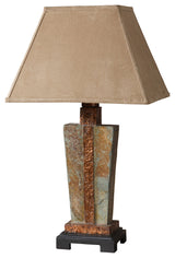 Uttermost 26322-1 Slate Accent Lamp - Hand Carved Slate With Hammered Copper