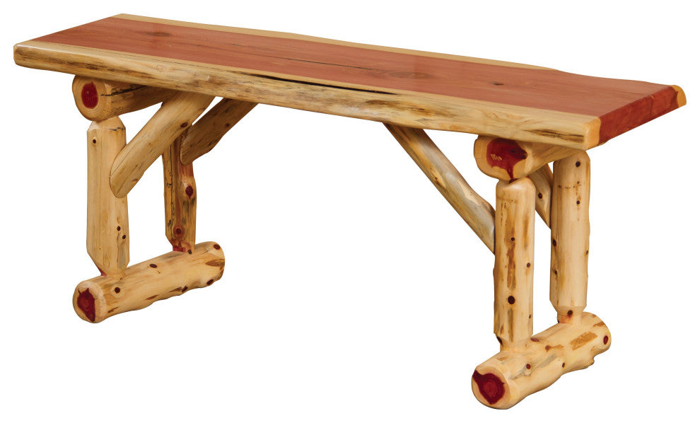 Red Cedar Log Dining Bench, 5 Foot