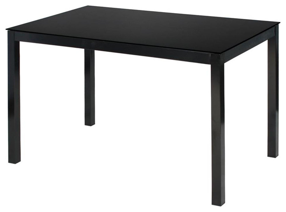 Better Home Products Elliott Tempered Glass Metal Dining Table in Black