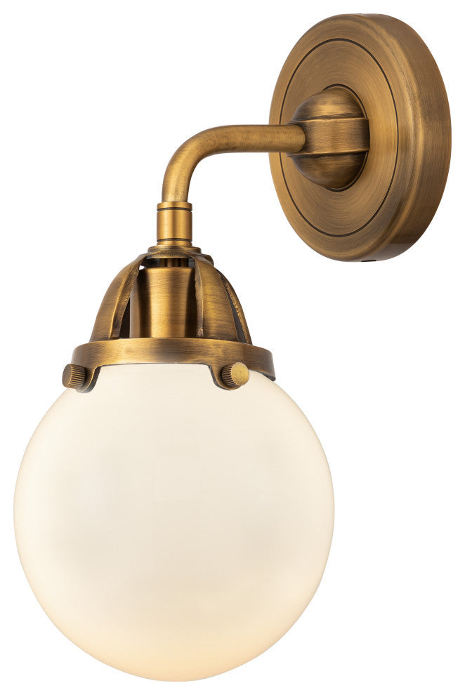 Beacon Sconce, Brushed Brass, Matte White, Matte White