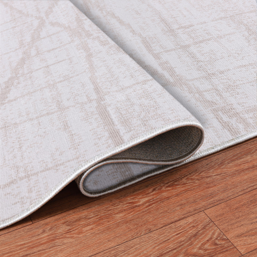 Low-Pile Pierce Ivory/Beige Rug, Ivory, 7'9"x10'