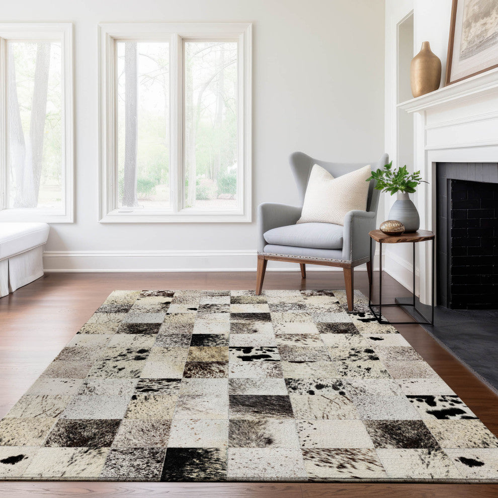 Addison Premium Washable Mayfield AMF105 Black 3' x 5' Rug