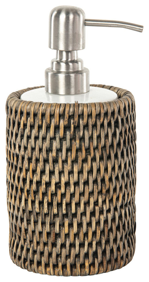 La Jolla Rattan Liquid Soap Dispenser, Black Wash
