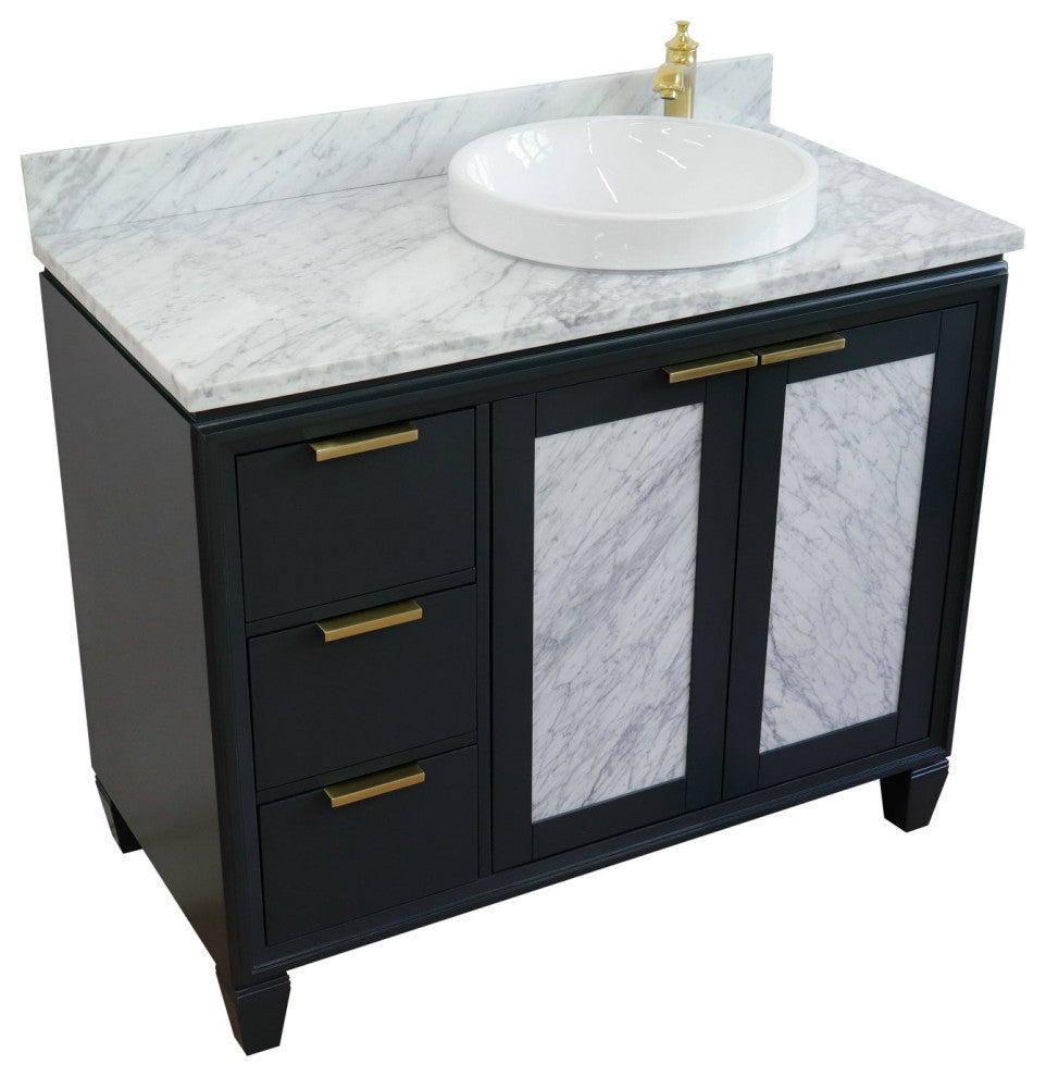 43" Single Vanity, Dark Gray Finish With White Carrara