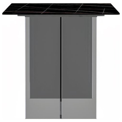 Kova Series Dining Table, Clear Base with 55 Black/Gold Sintered Stone Top
