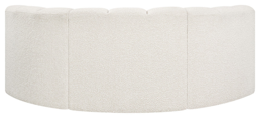Arc Boucle Fabric Upholstered 3-Pc. Inward Curved Modular Sectional, Cream
