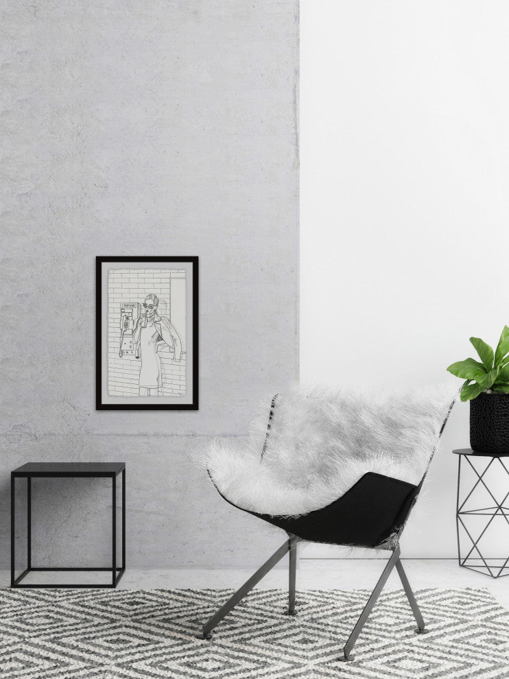 "On the Telephone" Framed Painting Print, 30"x45"