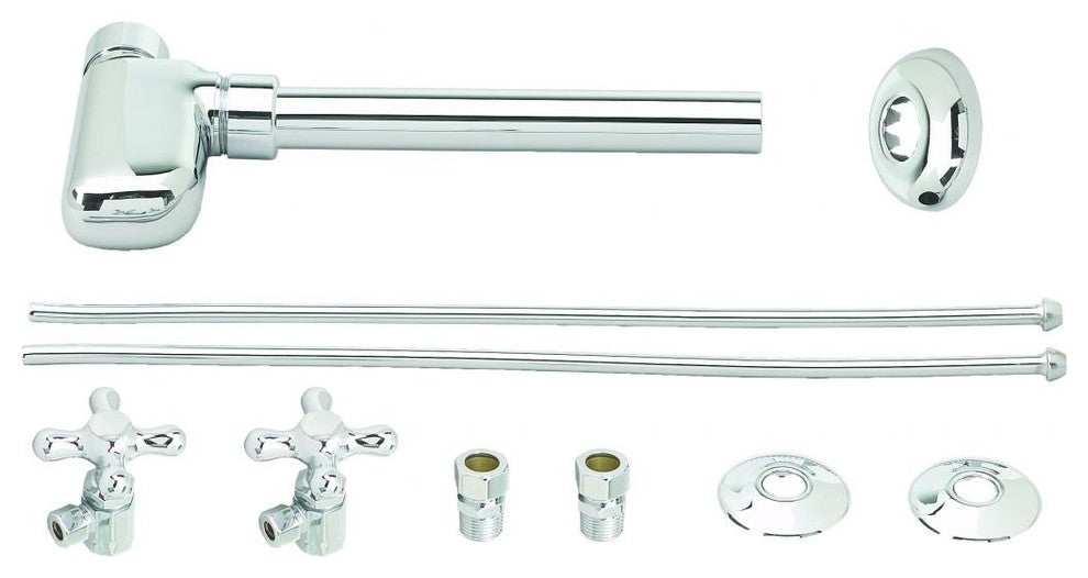 European Pedestal Lavatory Kit - Cross Handles In Polished Chrome