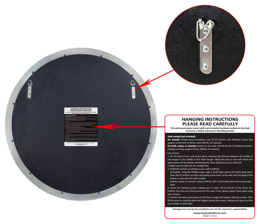 Ultra Stainless Steel Round Wall Mirror- 30"x30", Polished Silver