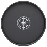 Kasualware 14" Round Serving Tray, Black Compass Point