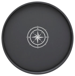 Kasualware 14" Round Serving Tray, Black Compass Point