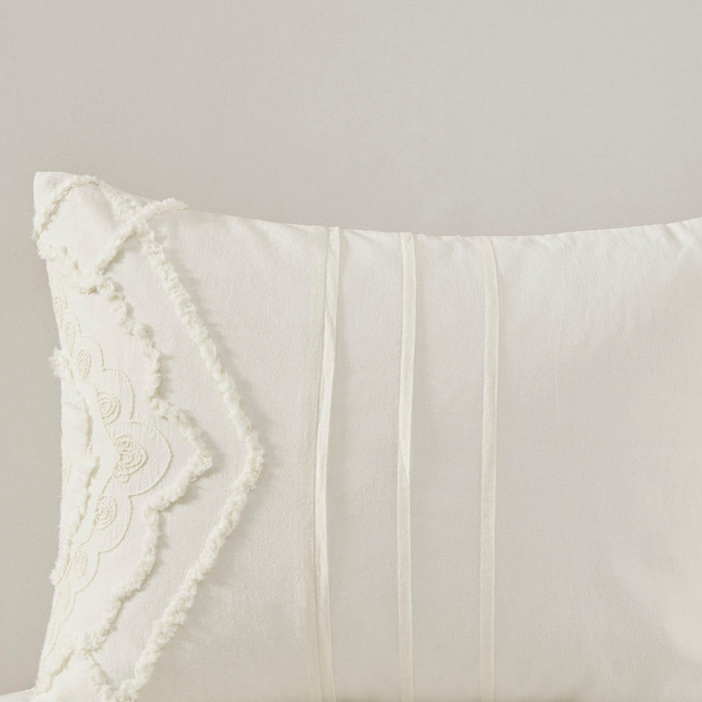 Madison Park Margot Geo Chenille 3-Piece Comforter/Duvet Cover Mini Set, Ivory