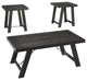 Benzara BM190128 Plank Style Wood Table Set with Canted Legs, Set of 3, Black