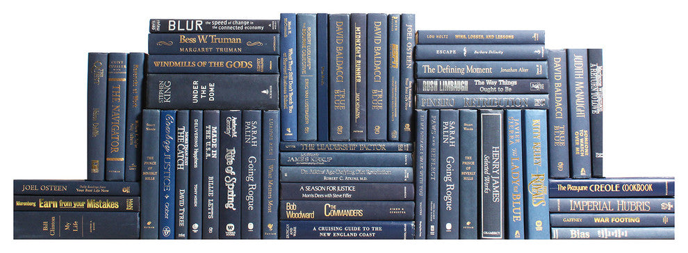 Modern Book Wall Set, Navy, Set of 50