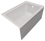 Vanity Art Alcove Soaking Acrylic Bathtub, White/Titanium Gold, 48"x32", Right